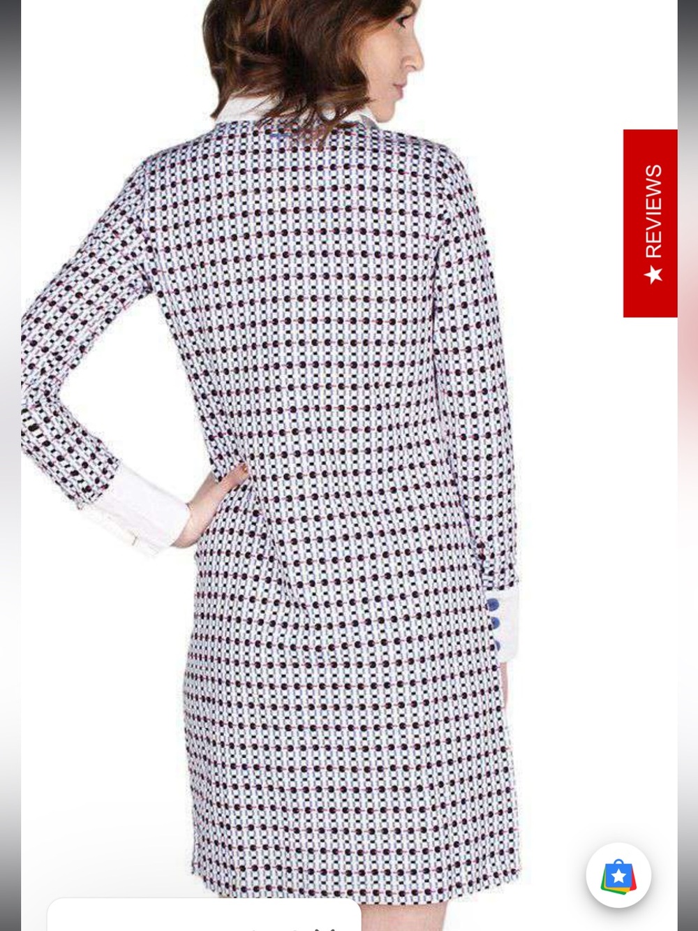 Tyler Boe Dixi Cup Polo Knit Dress Blue Geometric M - Picture 3 of 14
